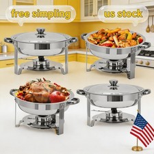 4 Pack Chafing Dishes for Buffet, 5 QT Round Stainless Steel Food Warmers