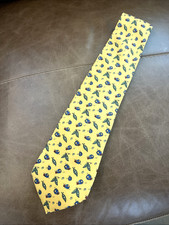 HERMES Vintage Ladybug  Peas Garden Print On Yellow Silk Tie Think Spring  