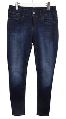 G-STAR Lynn Skinny Jeans Women's W32 Fade Effect Stretch Zip Fly Dark Blue Denim