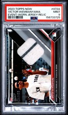 2023 TOPPS NOW EVENT-WORN JERSEY RELIC #472A VICTOR WEMBANYAMA RC 434/499 PSA 9