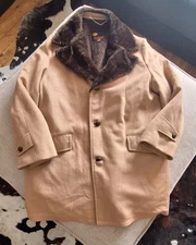 VTG Richman Brothers Jacket Mens 38R Western Fur Button Up Tan Brown Beige Coat