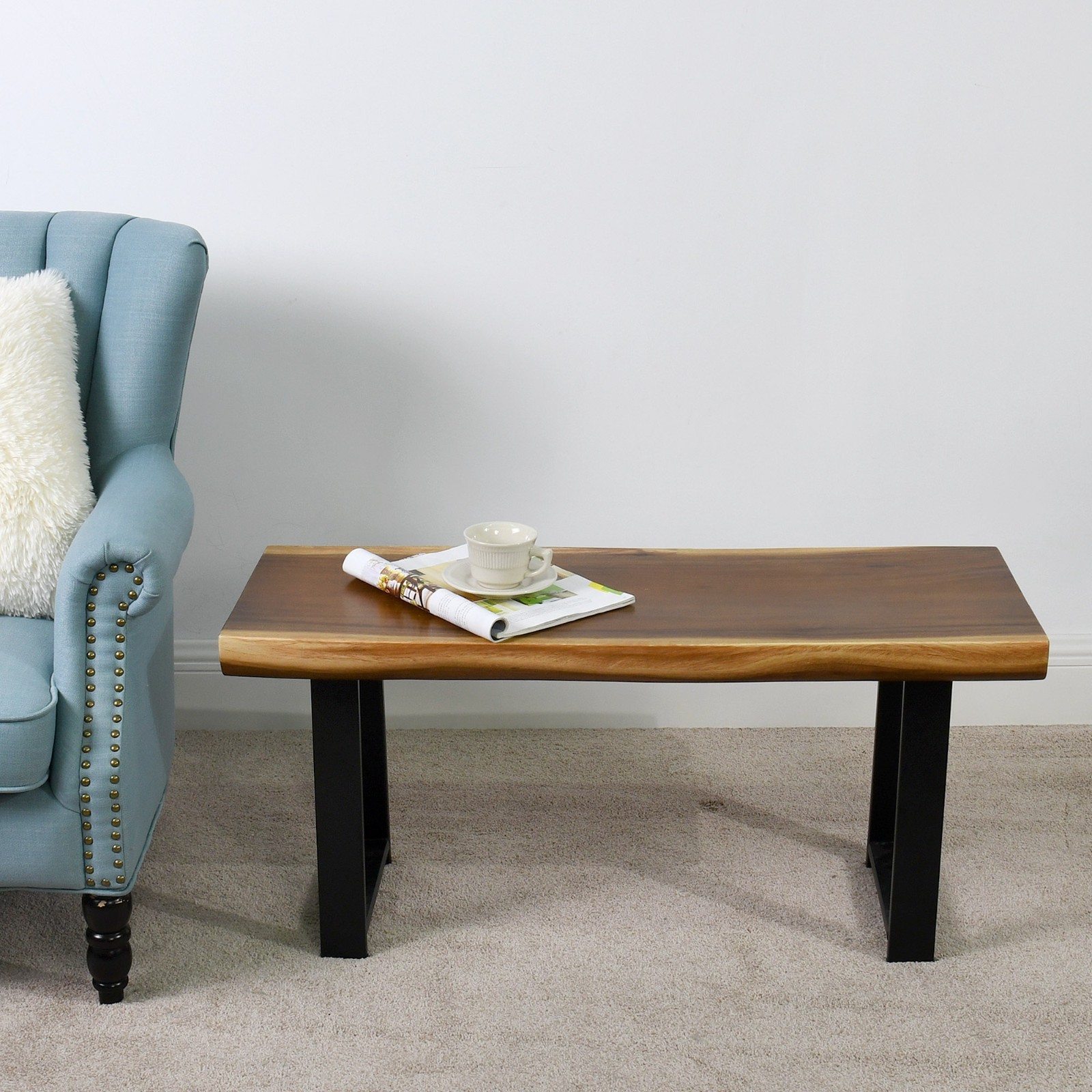 Rustic Suar Bench Table Natural Edge Solid Wood Seat Entryway Hallway Seating