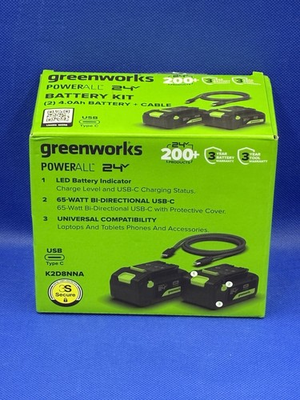 #ad Greenworks POWERALL 24V Battery Kit 2x 4.0Ah Batteries USB C K2D8NNAA3 New $89.50