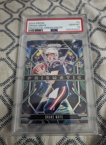 2024 Panini Prizm - Prizmatic Drake Maye #2 Green Prizm (RC)
