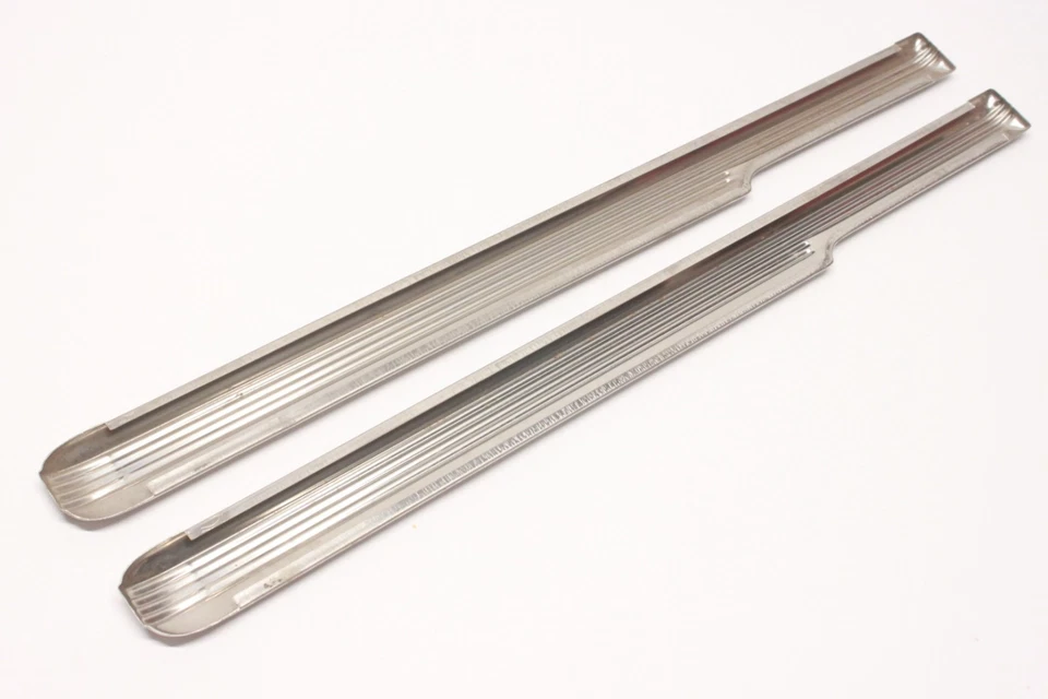 Lote de 2 NOS 1942-48 Chevrolet Fleetline guardabarros delantero moldura de acero inoxidable LH Foto 4 de 4