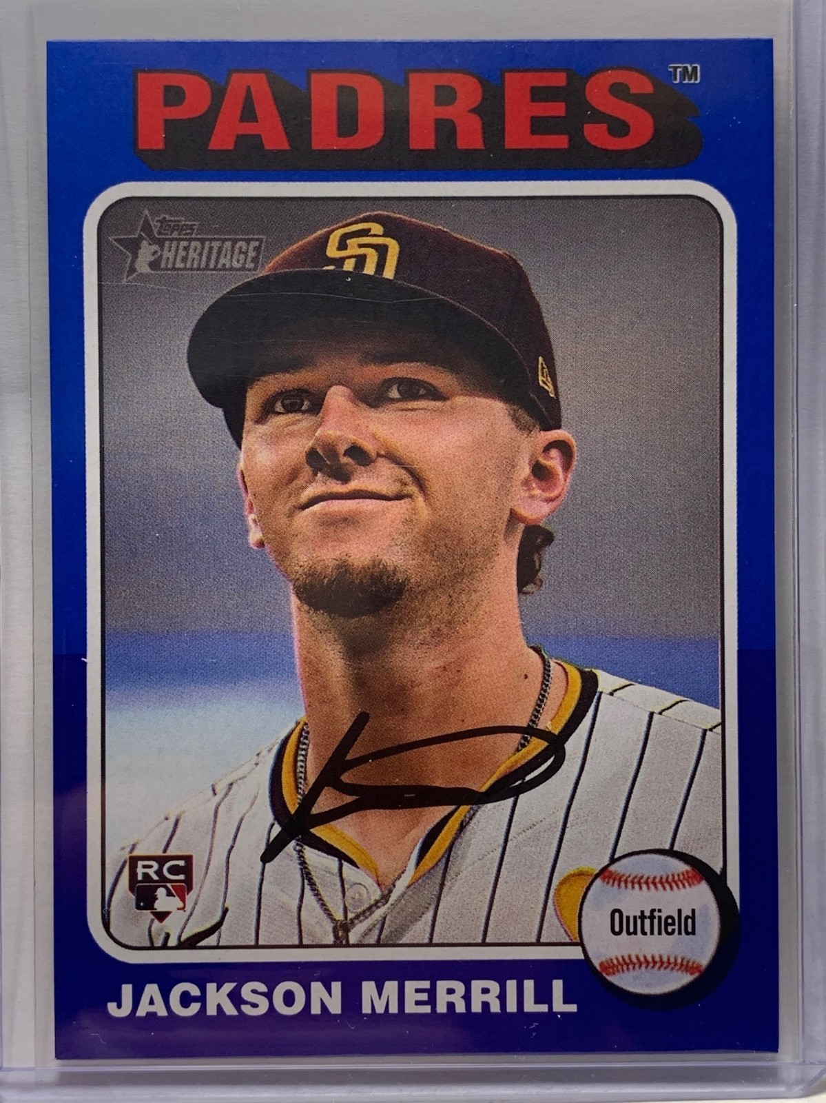 JACKSON MERRILL RC 2024 Topps Heritage High Number #689 Dark Blue Border SP