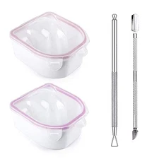 YOKILLY NAIL SOAKING BOWL 2PCS SOAK OFF GEL POLISH REMOVER MANICURE BOWL PINK