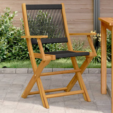 Gartenstuhl klappbar schwarz massiv Akazienholz & Polypropylen 54x57x91cm Set 2tlg