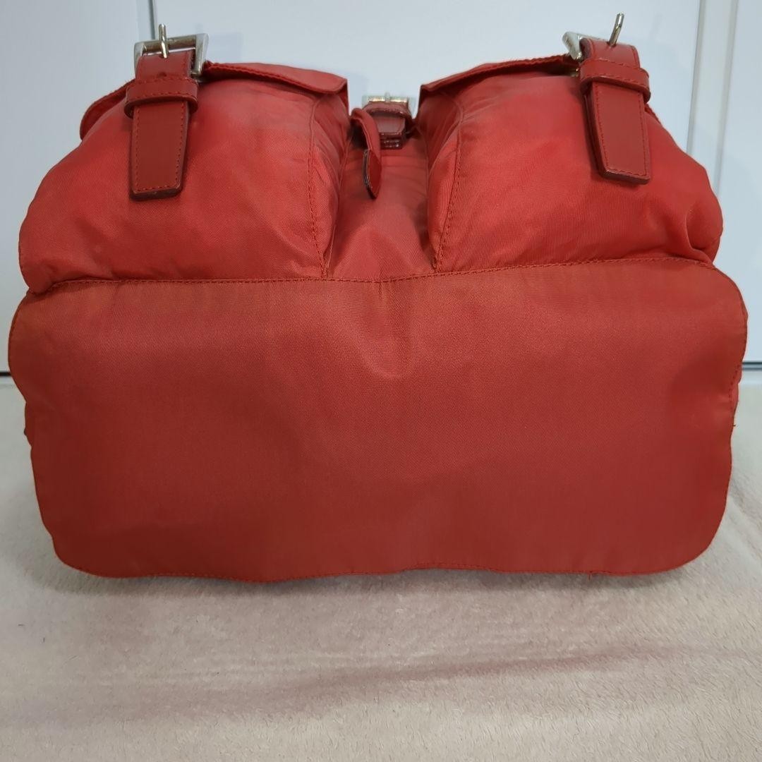 PRADA Backpack Red Testo Nylon Triangle Logo Leat… - image 9