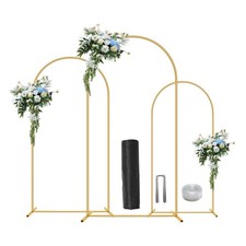 Metal Arch Backdrop Stand Set of 3 6 ft, 5 ft, 4 ft Party Arch Stands for We...