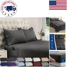 Dreamcare Luxury Gray Queen Sheet Set - 4-Piece Microfiber with Deep Pockets