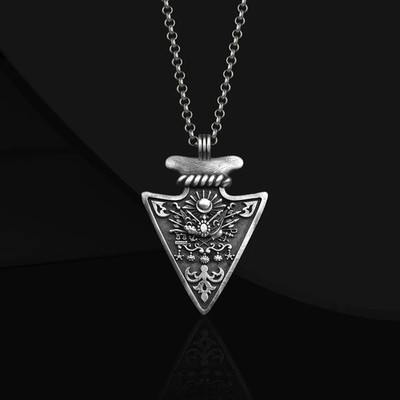 Ottoman Coat Of Arms Oxidized Men Pendant 925 Sterling Silver Necklace Duty Free