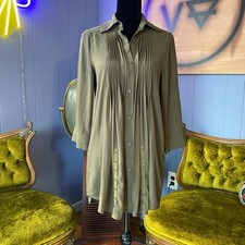Alice And Olivia Button Down Olive Green Rayon Dress Size Small