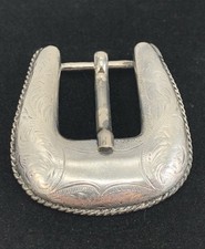 Vintage Santa Fe Sterling Silver .925 Ranger Belt Buckle Signed