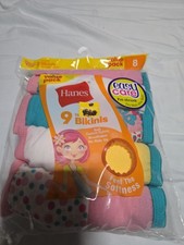 Hanes Girls Tagless Bikinis 9 Pack Size 8