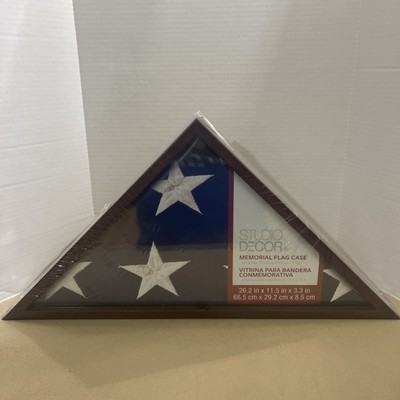Memorial Flag Case Brown By Studio Decor Large 26.2'' X 11.5  X 3.3 / 5Ft x 9.5Ft