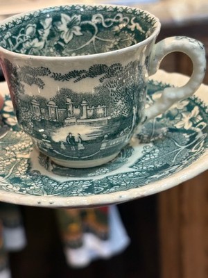 Rare Mason s Vista Green Ironstone Demitasse / Tea Cup England