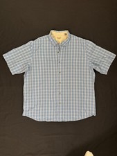 Wrangler Authentic Men's XL Blue Plaid Short Sleeve Button Down Shirt Cotton
