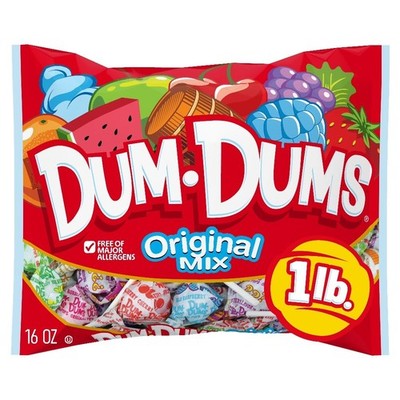 Dum Dums Original Mix Lolli Suckers, Assorted Hard Party Candy, 16oz Bag