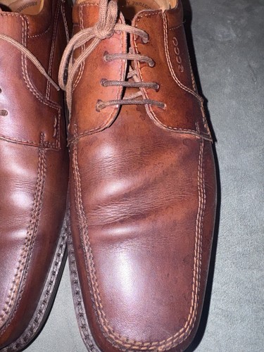 ECCO Brown Oxfords Shoes Mens Size 47 Formal Dress Leather Fancy Lace Up - Picture 8 of 18
