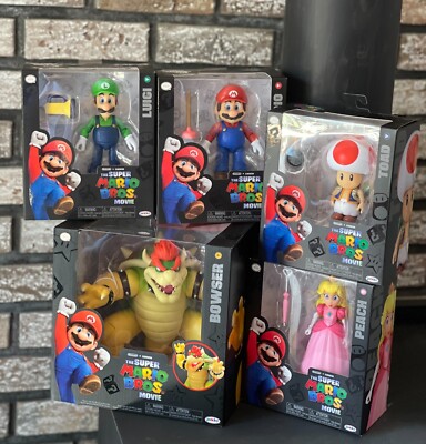 Jakks Super Mario Bros Movie Luigi Toad & Princess Peach Bowser Set of 5