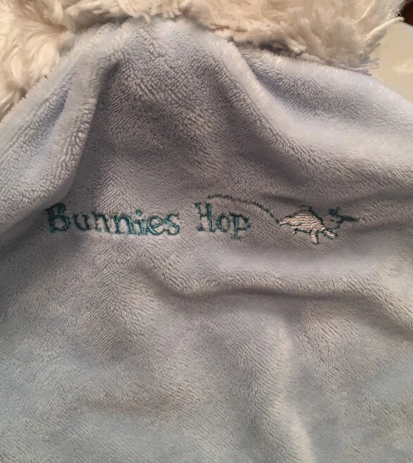 Bunnies By The Bay Bunnies Hop Blue Security Blanket Lovey White Bunny Rabbit - Image 3 of 4