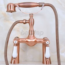 Antique Red Copper Brass Bathroom Claw foot Tub Faucet With Hand Shower sna169