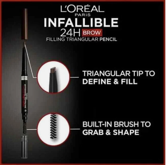 L'oreal Paris Infallible Xpert Brow Pencil - Brunette 3.0 - Image 4 of 4