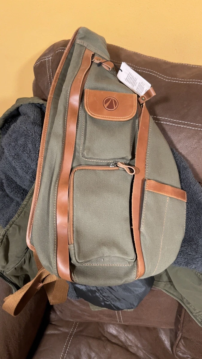 NWT Colorado Sling Bag Clair Chase Canvas with Leather Trim Olive
