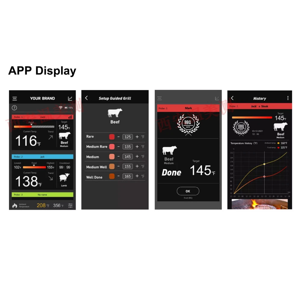 Wireless Meat Thermometer 2-IN-1 Bluetooth 98ft Free APP Grill BBQ Cooking Set