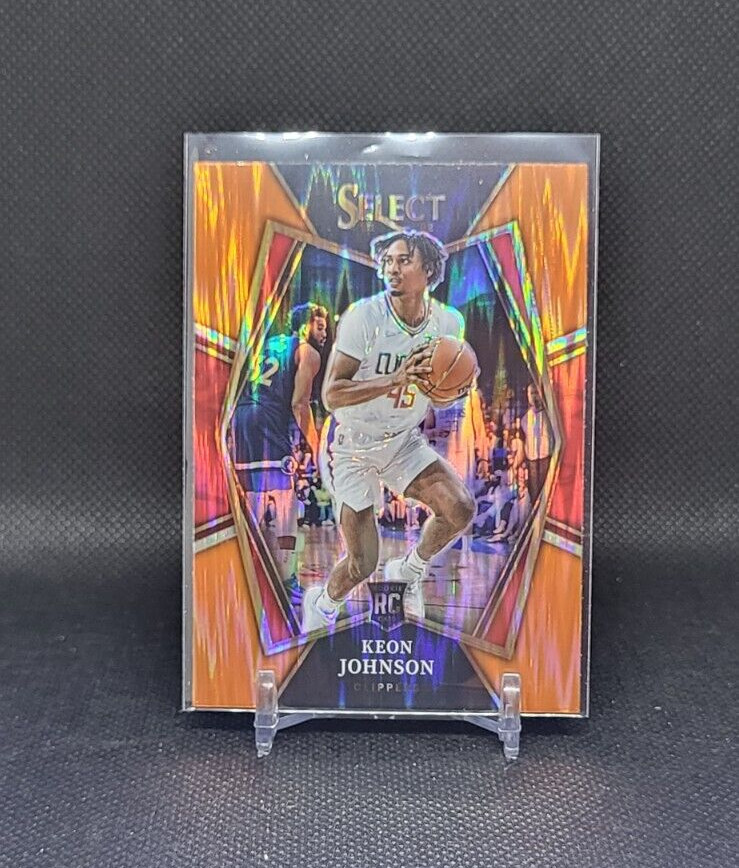 Keon Johnson 2021-22 Panini Select Premier Level Orange Flash Prizm RC #115