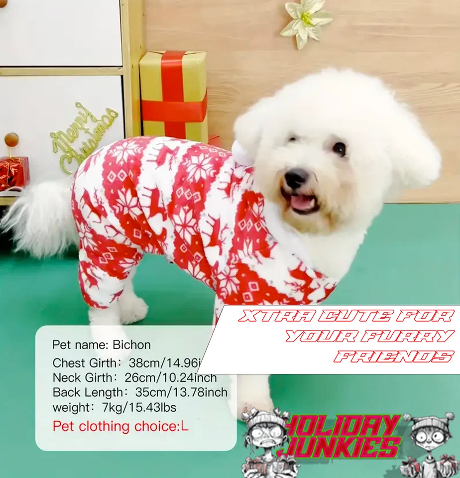 Dog Pet Ugly Christmas Sweater For SMALL dogs Cute and extra Warm Jumpsuit Gift. - Image 2 of 4