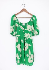 VELVET By Graham & Spencer Makena Twist Front Printed Dress Green S $268 E1