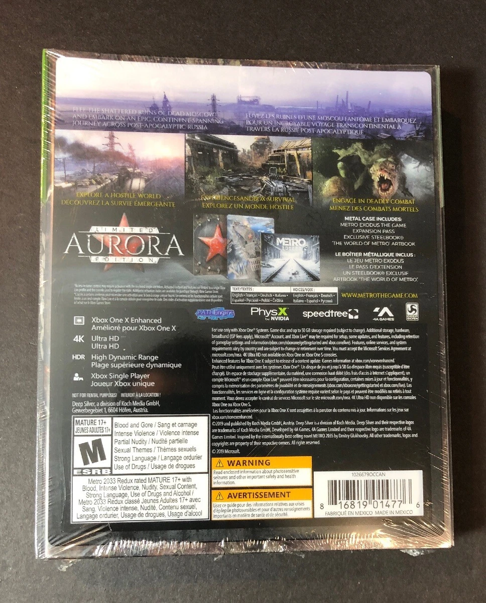 Metro Exodus Aurora Edition STEELBOOK Box Set XBOX ONE NEW