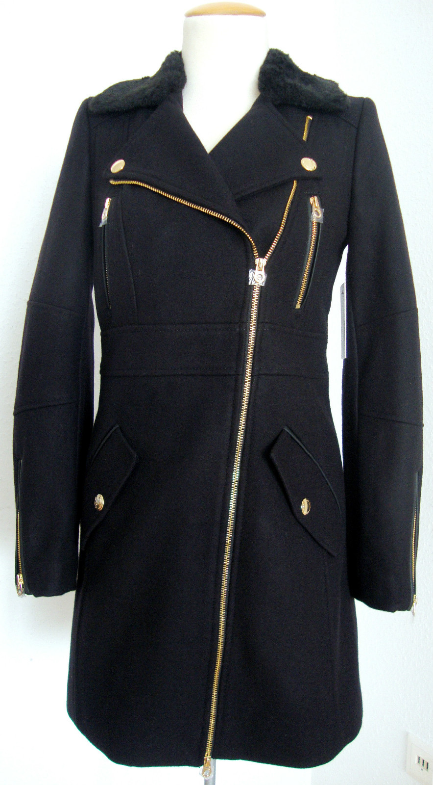ALTRA JUICY COUTURE WOOL MELTON COAT cappotto di lana giacca cappotto donna taglia L nuovo con etichetta