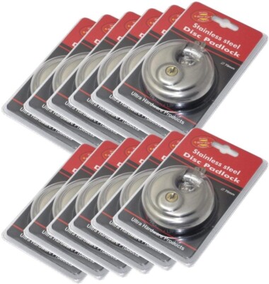 Wholesale Lot- DISC PADLOCK 70mm Steel Armor Storage Trailer Round PC 12/24/48