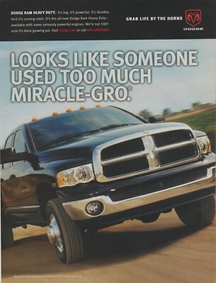 2002 Dodge Ram Heavy Duty - Pickup Truck - Too Much Miracle-Gro - Print Ad Photo