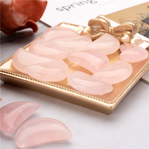 Decoración de piedras preciosas curativas de cuarzo rosa natural con forma de luna piedra mineral rosa rosa - Imagen 11 de 12