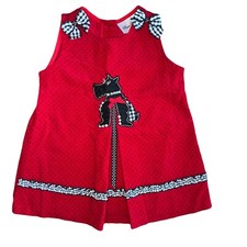 Rare Editions Girls 18M Red Black Sleeveless Dress Jumper Scottie Terrier Dog