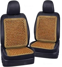 Zone Tech 2x Ultra Comfort Car Natural Wooden Beaded Seat Cushion Beads