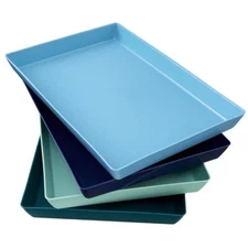 Coastal Plastic Serving Trays (Set of 4)15” x 10” |Large Reusable Party Platters