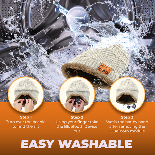Bluetooth Music Warm Beanie Hat Wireless Cap Headset Headphone White Hat & Scarf - Picture 5 of 7