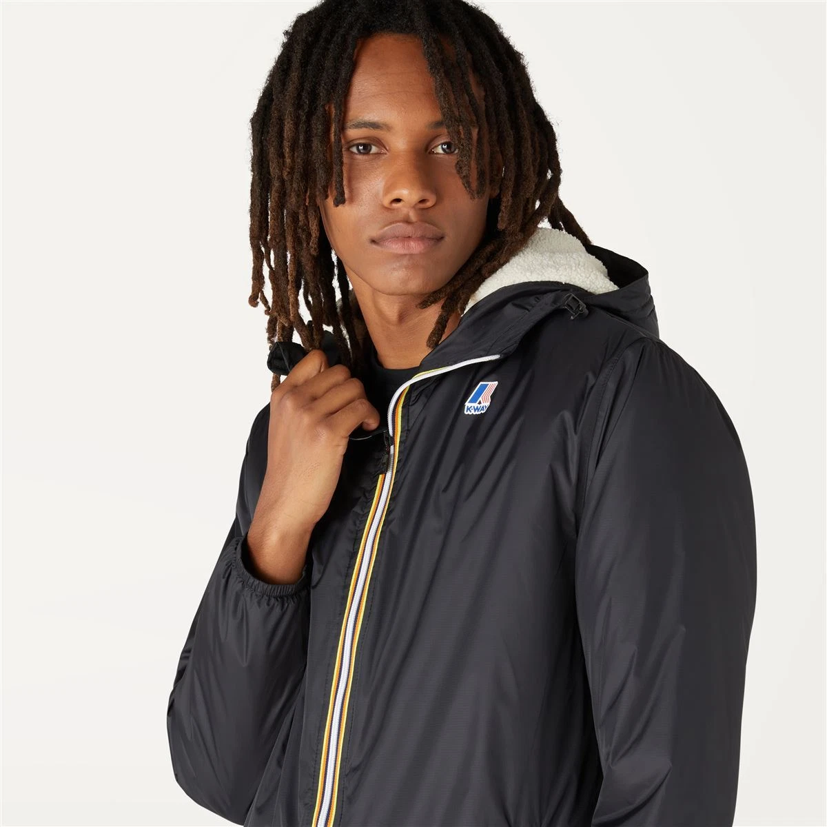 Parka à Capuche Noir K-way - Homme