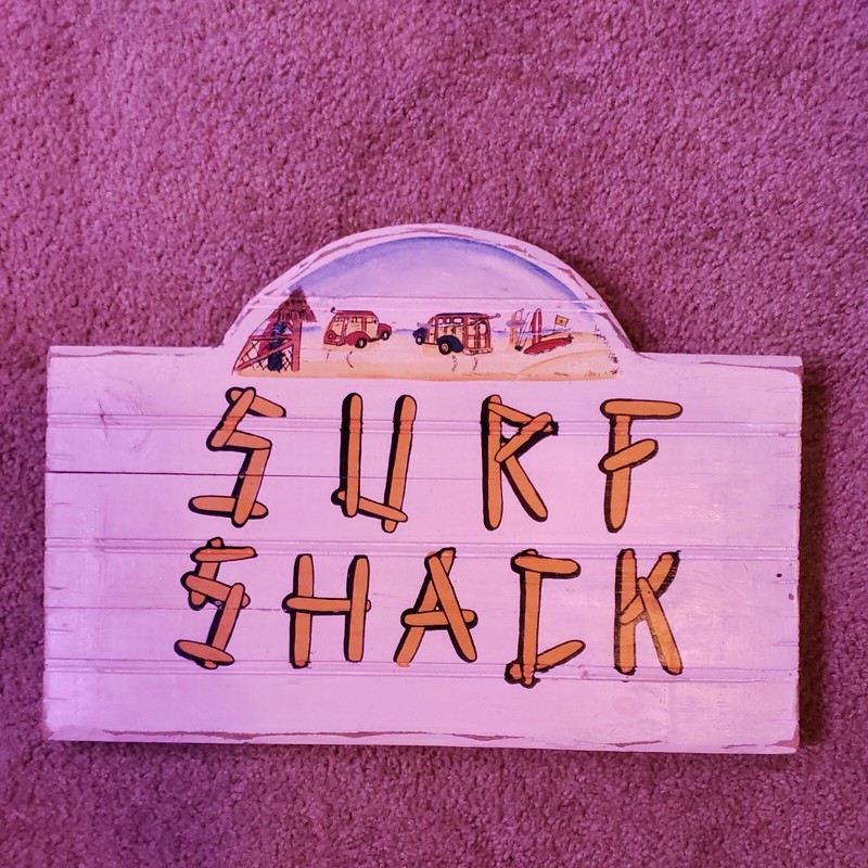 Retro Surf Shack Sign with Woodies by Benn Zaricor