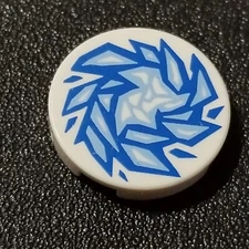 LEGO 2x2 Round Tile with Bottom Stud Holder White with Blue Print Design 14769