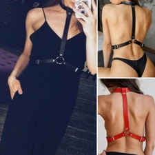 Women Sexy PU Leather Harness Lingerie Bdsm Harajuku body stockings Garter Belt*