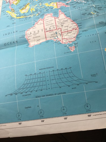 Vintage Hammond Superior Map of the World, circa 1970s USSR 25"x 38" No. 51-890 - Picture 4 of 8
