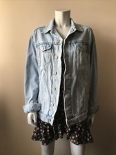 Bdg Urban Outfitters Oversized Denim Jacket With Embroidered Bird Design Size Xs
