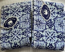 JOHN ROBSHAW 2 EURO SHAMS COTTON LINEN AZURE BLUE LILAC EMBROIDERED CORN FLOWER