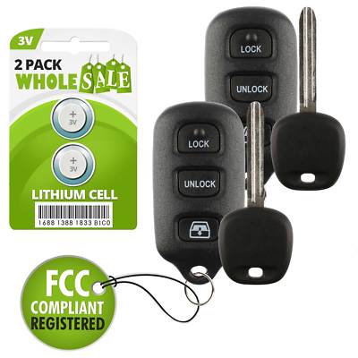 2 Replacement For 2003 2004 2005 2006 2007 2008 Toyota Sequoia Key + Fob Remote
